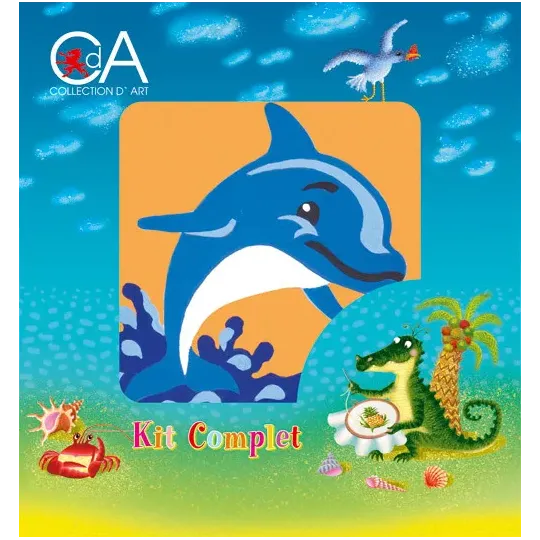 Gobelin-Set mit bedruckter Leinwand 10x10 Dolphin CDA1020K