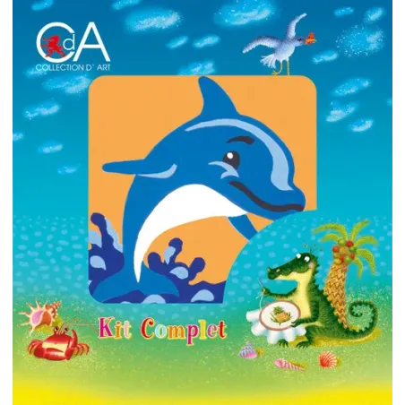 Tapestry Kit with printed canvas 10x10 Dolphin CDA1020K