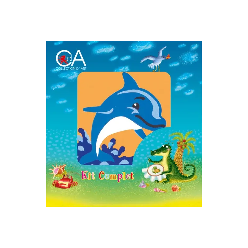 Tapestry Kit with printed canvas 10x10 Dolphin CDA1020K