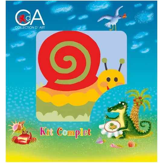 Gobelin-Set mit bedruckter Leinwand 10x10 Schnecke CDA1022K