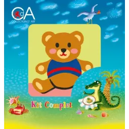 Gobelin-Set mit bedruckter Leinwand 10x10 Teddy CDA1019K