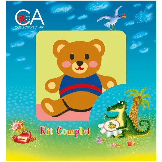 Gobelin-Set mit bedruckter Leinwand 10x10 Teddy CDA1019K