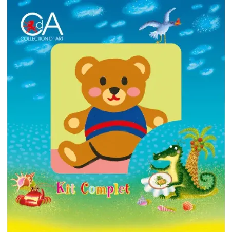 Gobelin-Set mit bedruckter Leinwand 10x10 Teddy CDA1019K
