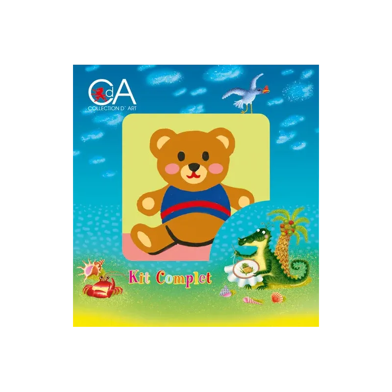 Gobelin-Set mit bedruckter Leinwand 10x10 Teddy CDA1019K