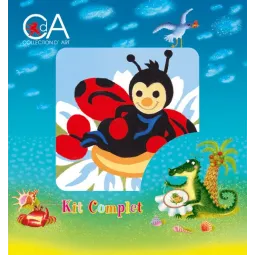 Kit de tapisserie avec toile imprimée 10x10 Coccinelle CDA1017K