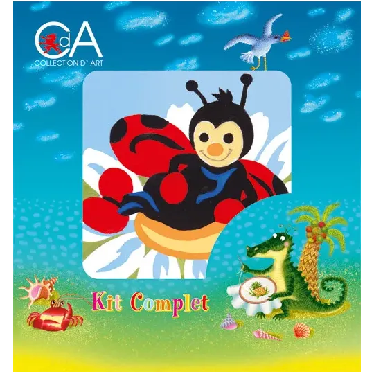 Gobeleno rinkinys su spausdintu drobė 10x10 Ladybird CDA1017K