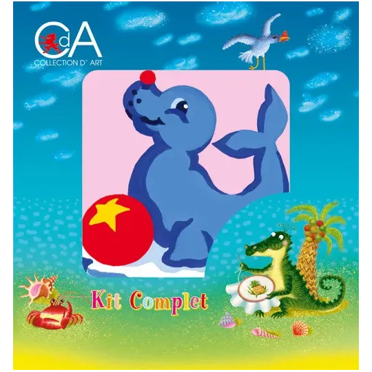 Tapestry Kit with printed canvas 10x10 Performing Seal CDA1018K