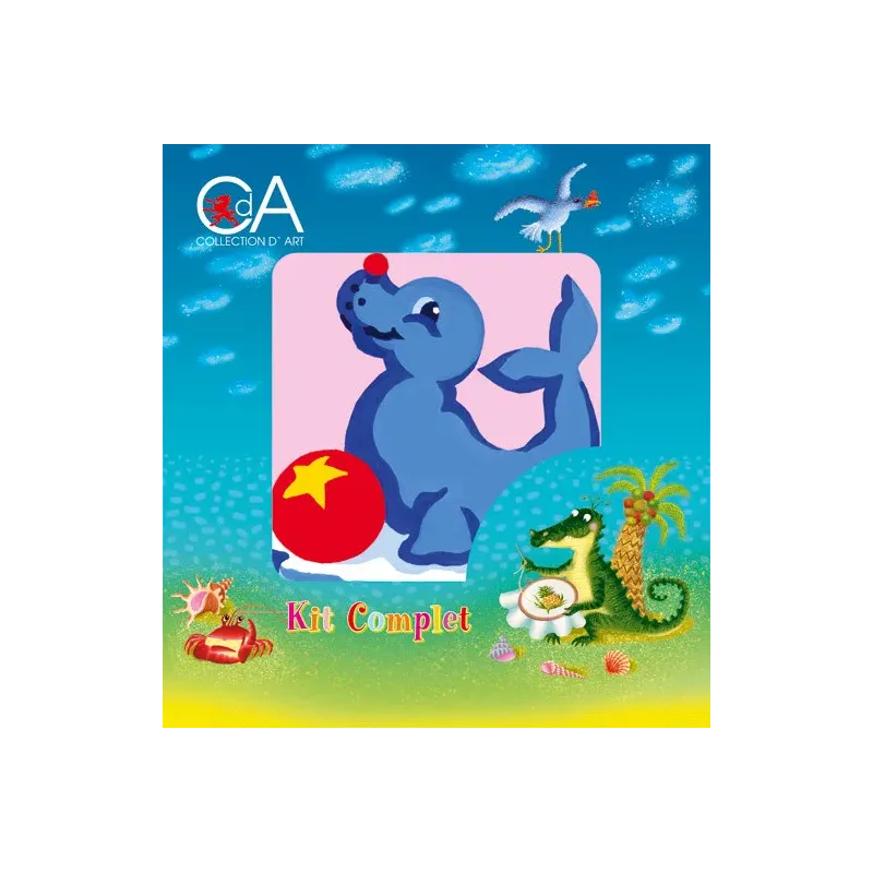 Gobeleno rinkinys su spausdintu drobės 10x10 Performing Seal CDA1018K