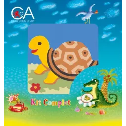 Gobelin-Set mit bedruckter Leinwand 10x10 Schildkröte CDA1016K