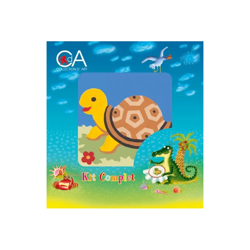 Gobelin-Set mit bedruckter Leinwand 10x10 Schildkröte CDA1016K