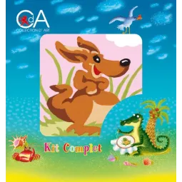 Gobelin-Set mit bedruckter Leinwand 10x10 Känguru CDA1015K