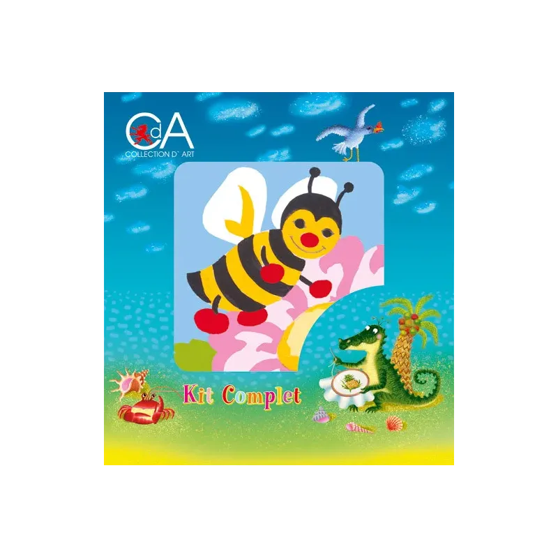 Kit de tapisserie avec toile imprimée 10x10 Abeille CDA1014K
