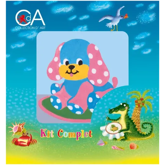 Gobelin-Set mit bedruckter Leinwand 10x10 Spielzeughund CDA1010K