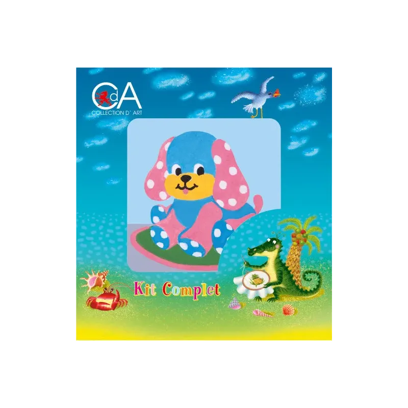 Gobelin-Set mit bedruckter Leinwand 10x10 Spielzeughund CDA1010K