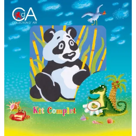 Kit de tapisserie avec toile imprimée 10x10 Panda CDA1013K