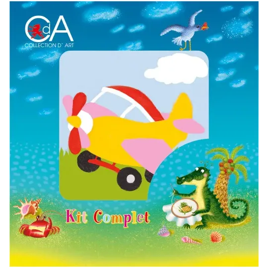 Gobelin-Set mit bedruckter Leinwand 10x10 Flugzeug CDA1012K