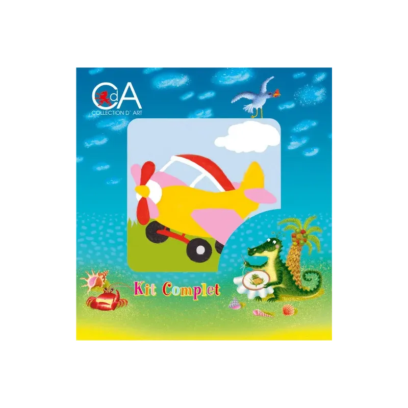 Gobelin-Set mit bedruckter Leinwand 10x10 Flugzeug CDA1012K