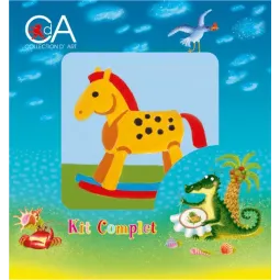 Tapestry Kit with printed canvas 10x10 Rocking Horse CDA1011K