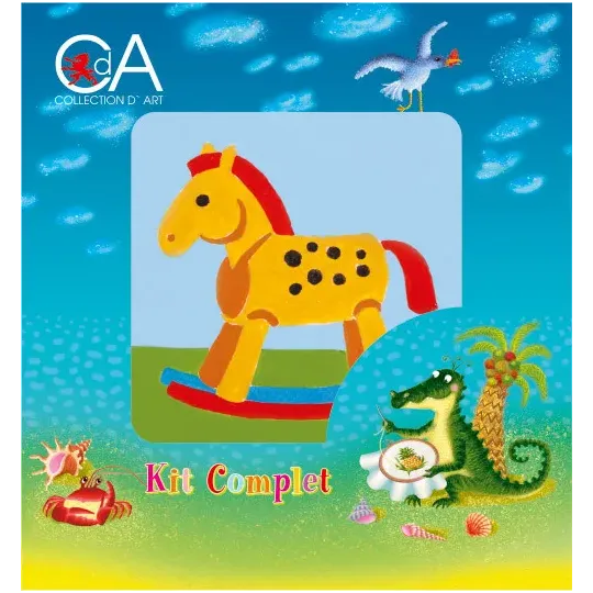 Kit de tapisserie avec toile imprimée 10x10 Cheval à Bascule CDA1011K