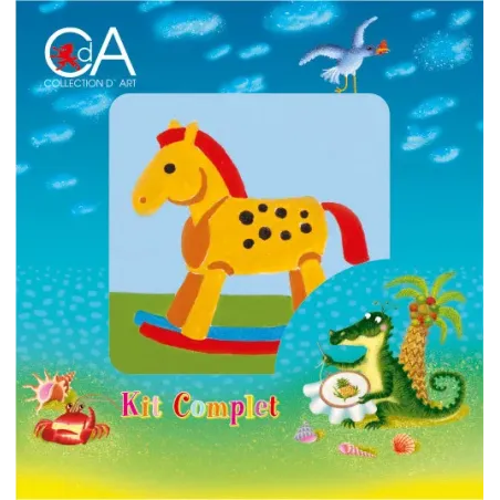 Kit de tapisserie avec toile imprimée 10x10 Cheval à Bascule CDA1011K