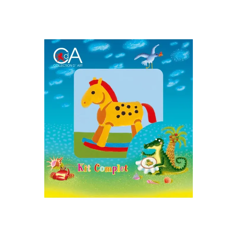 Tapestry Kit with printed canvas 10x10 Rocking Horse CDA1011K