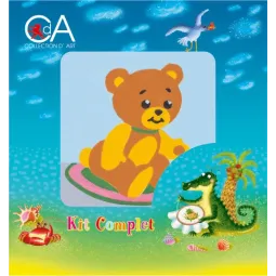 Gobelin-Set mit bedruckter Leinwand 10x10 Teddybär CDA1009K