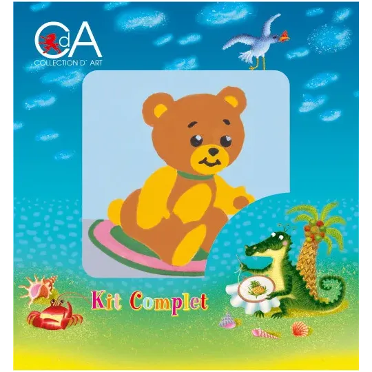 Gobelin-Set mit bedruckter Leinwand 10x10 Teddybär CDA1009K