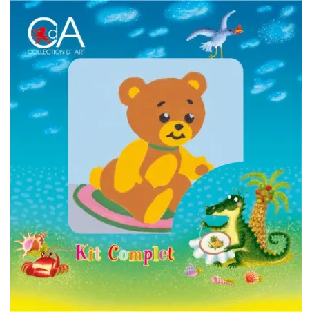 Kit de tapisserie avec toile imprimée 10x10 Ours en peluche CDA1009K