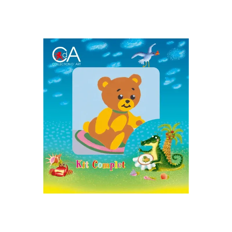 Kit de tapisserie avec toile imprimée 10x10 Ours en peluche CDA1009K