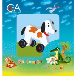 Kit tapisserie avec toile imprimée 10x10 Chien en bois CDA1007K