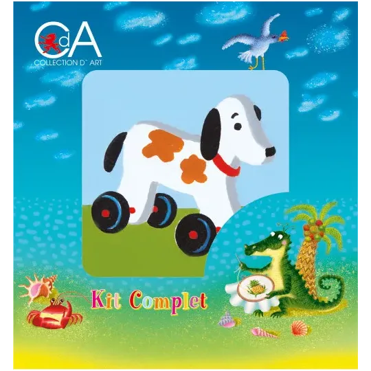 Tapestry Kit with printed canvas 10x10 Wooden Dog CDA1007K