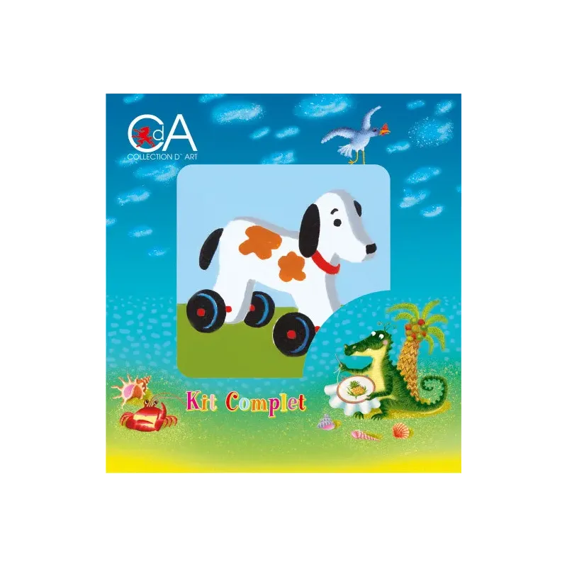 Tapestry Kit with printed canvas 10x10 Wooden Dog CDA1007K