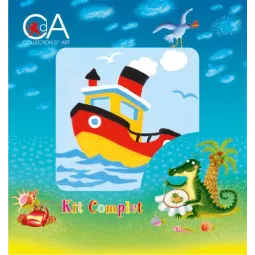 Gobelin-Set mit bedruckter Leinwand 10x10 Tug Boat CDA1006K