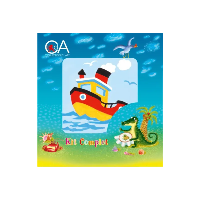 Kit de tapisserie avec toile imprimée 10x10 Remorqueur CDA1006K