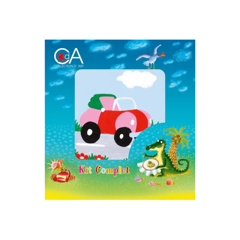 Kit de tapisserie avec canevas imprimé 10x10 Voiture de sport CDA1003K