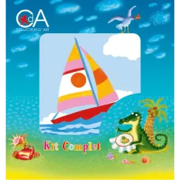 Kit de tapisserie avec canevas imprimé 10x10 Sailing Boat CDA1004K