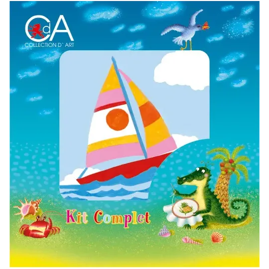 Tapestry Kit with printed canvas 10x10 Sailing  Boat CDA1004K
