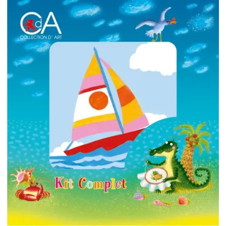 Tapestry Kit with printed canvas 10x10 Sailing  Boat CDA1004K