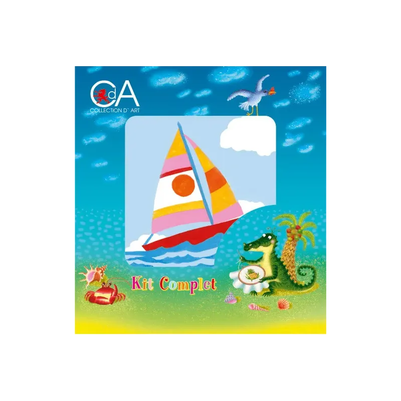 Tapestry Kit with printed canvas 10x10 Sailing  Boat CDA1004K