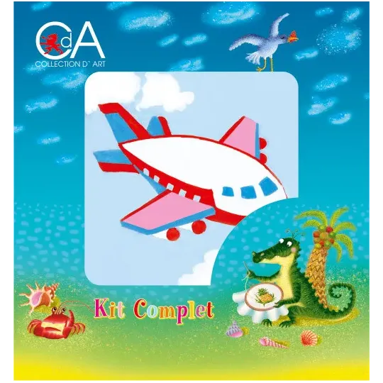 Kit de tapisserie avec toile imprimée 10x10 Avion à réaction CDA1001K