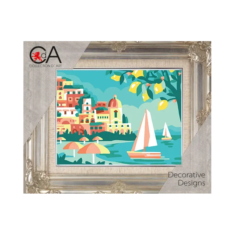 Tapestry Kit with printed canvas 14x18 Landscape with lemons CDA3387K