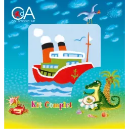 Kit de tapisserie avec toile imprimée 10x10 Bateau à vapeur CDA1002K