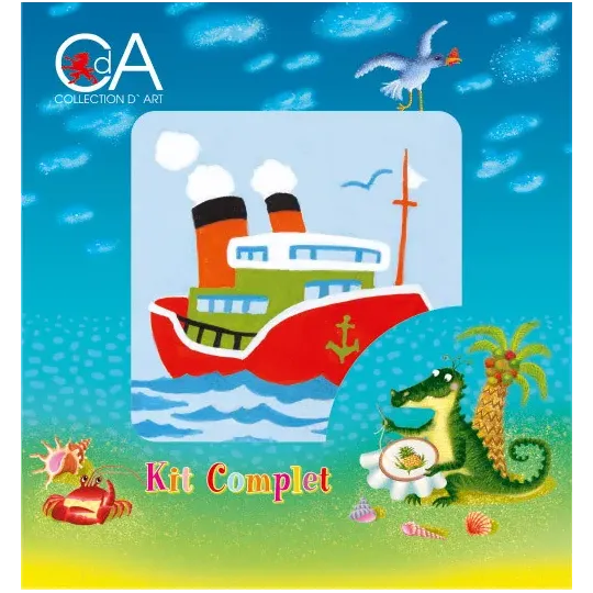 Gobelin-Set mit bedruckter Leinwand 10x10 Steam Boot CDA1002K