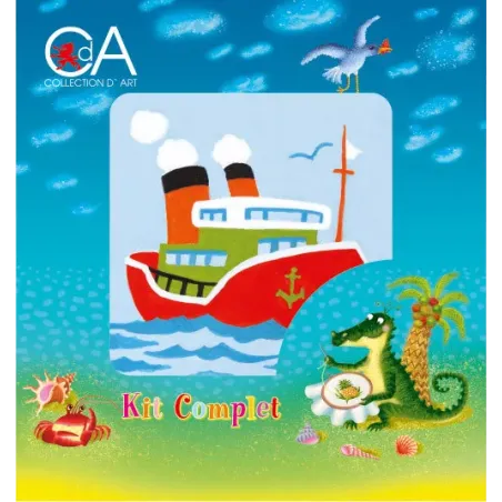 Kit de tapisserie avec toile imprimée 10x10 Bateau à vapeur CDA1002K