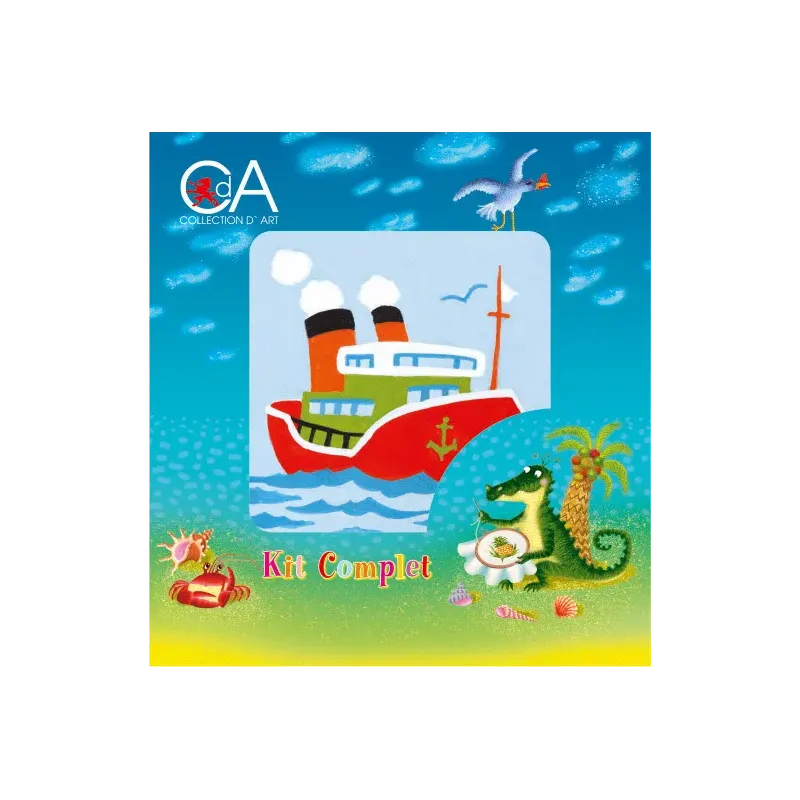 Gobelin-Set mit bedruckter Leinwand 10x10 Steam Boot CDA1002K