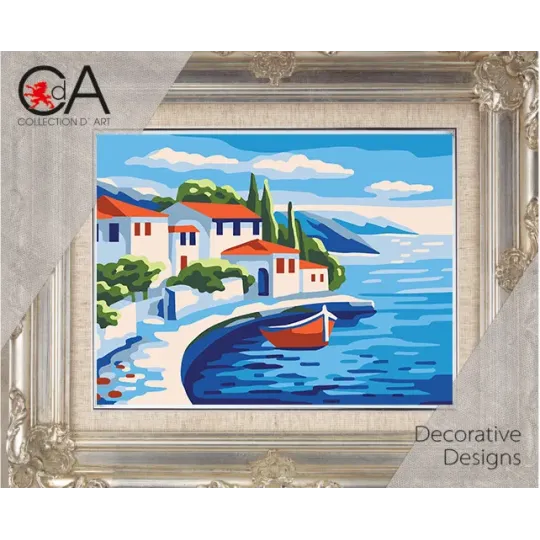 Gobelin-Set mit bedruckter Leinwand 14x18 Rote Dächer CDA3385K