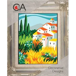 Gobelin-Set mit bedruckter Leinwand 14x18 Sommer in der Toskana CDA3383K