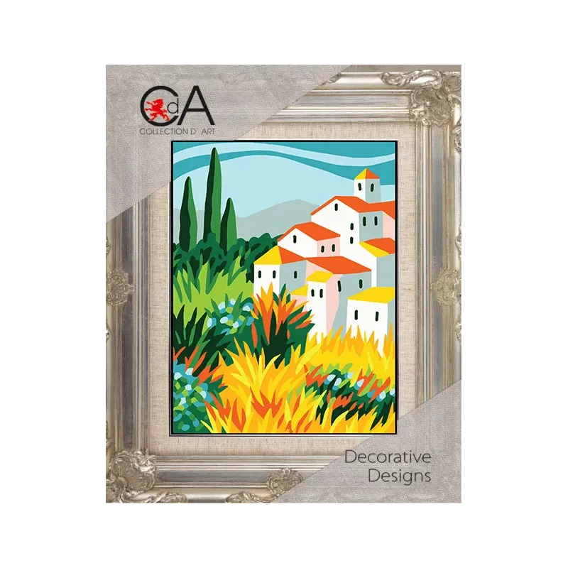 Kit de tapisserie avec toile imprimée 14x18 Summer in Tuscany CDA3383K