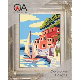 Kit de tapisserie avec toile imprimée 14x18 By the sea CDA3382K