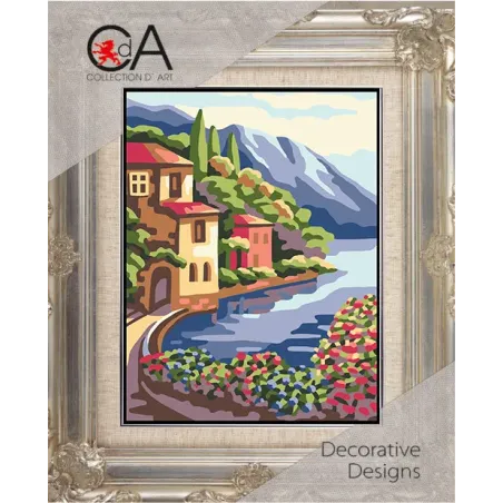 Gobelin-Set mit bedruckter Leinwand 14x18 Küstenstadt CDA3380K